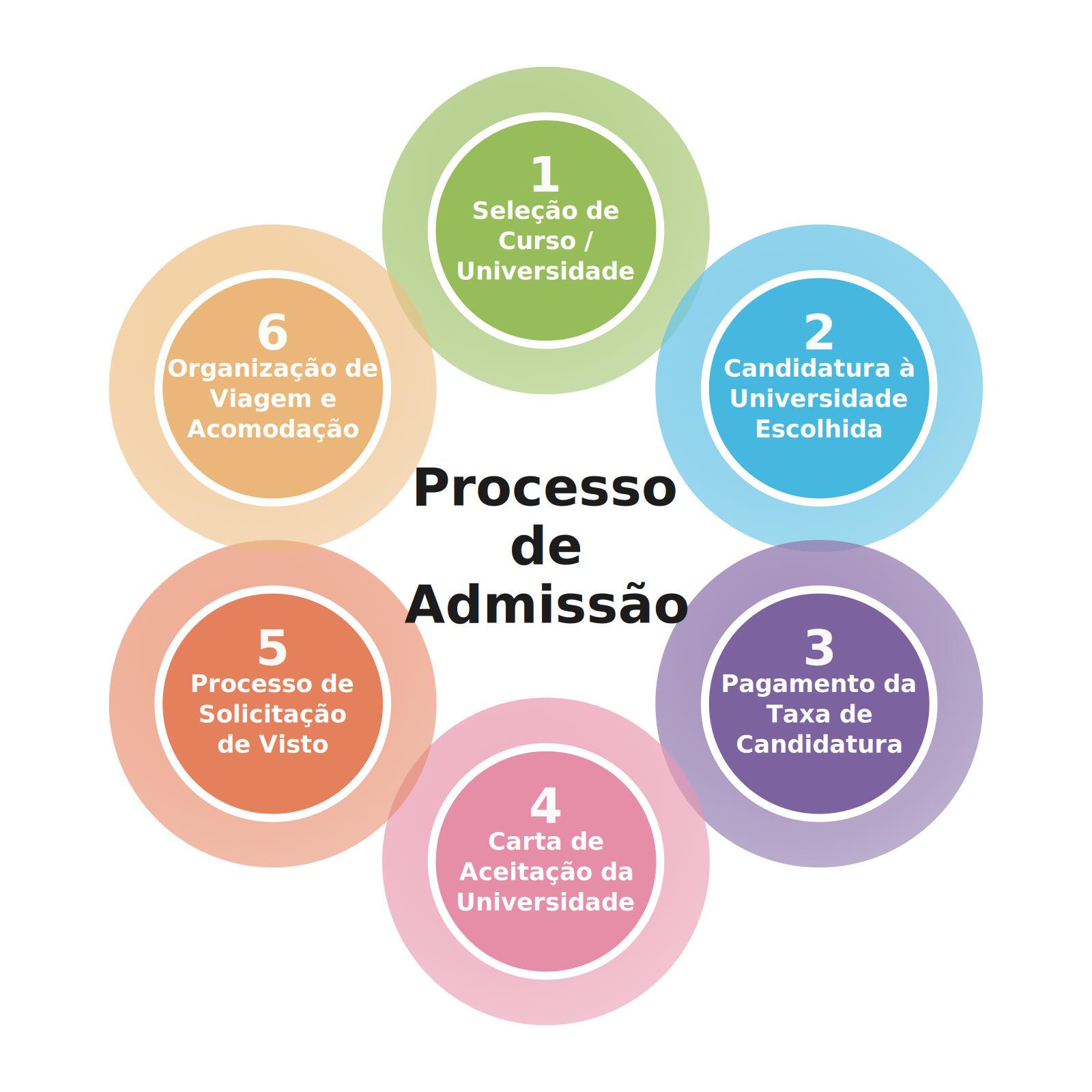 Diagrama do processo de admissão para estudantes internacionais
